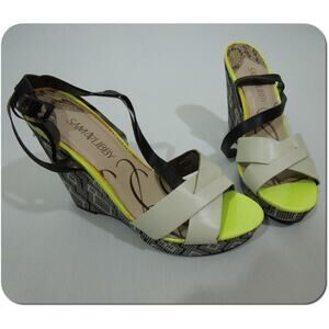 SAM & LIBBY Wedges size 10 Womens Pattern Printed Black Cream